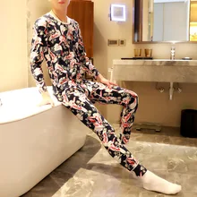 Модное осеннее и зимнее Новое мужское нижнее белье, тонкие хлопковые дышащие подштанники с круглым вырезом и принтом