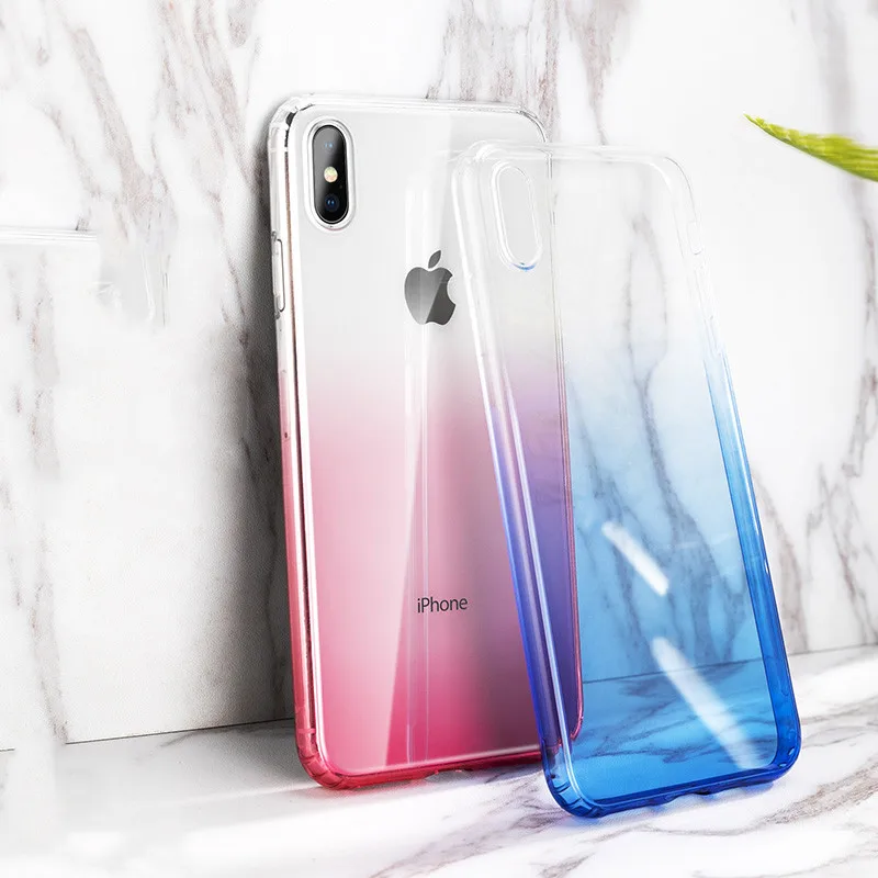 

Quzong Phone Case For iPhone X XR XS Max 7 8 Plus 11 Pro Max Clear Transparent Gradient Soft TPU Silicone Shockproof Case Cover