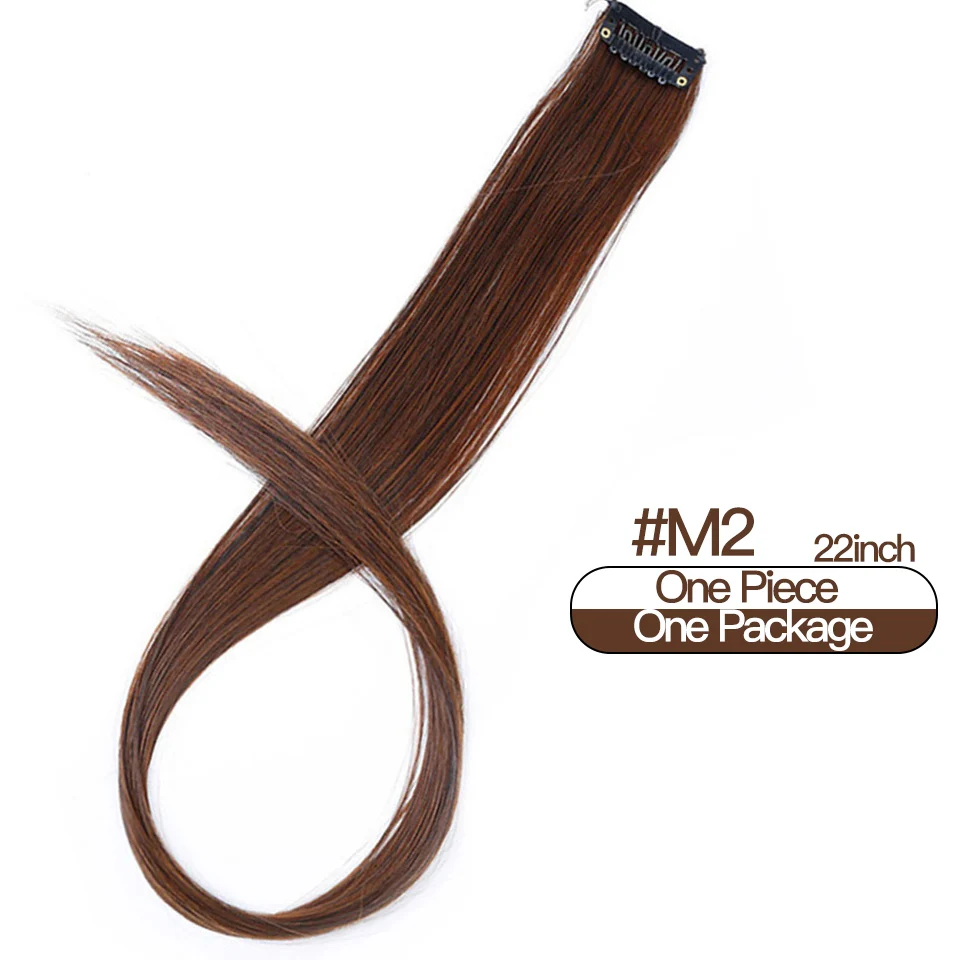 LiangMo, цветные синтетические волосы для наращивания для девочек, на заколках, цельные цветные полоски, 20 дюймов, длинные прямые волосы - Цвет: 2I30