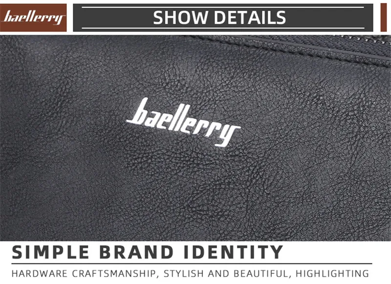 Baellerry-carteira masculina de couro com zíper, bolsa