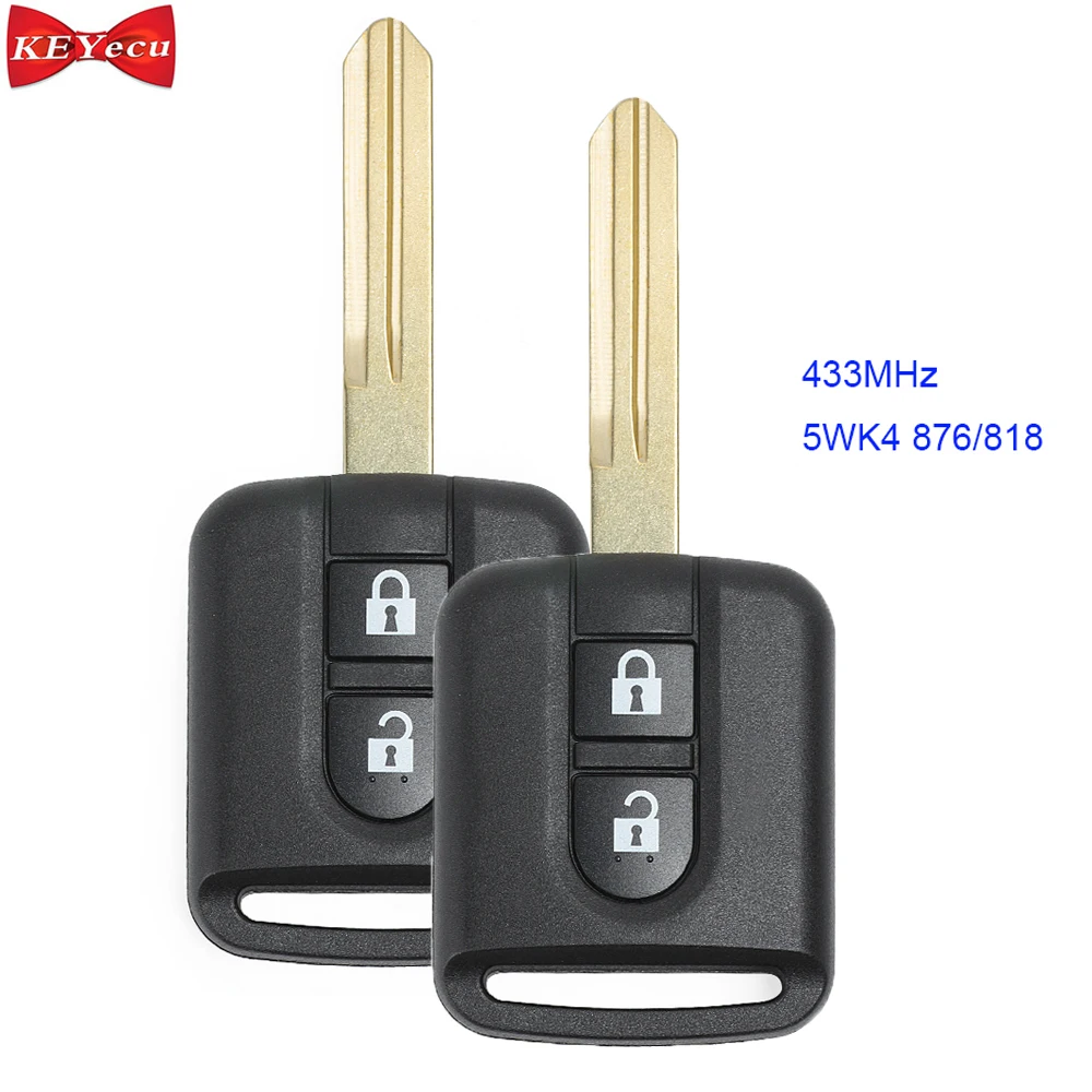 KEYECU 2pcs для Nissan Cabster Micra Navara Note Qashqai дистанционный ключ брелок от машины 434 МГц 5WK4