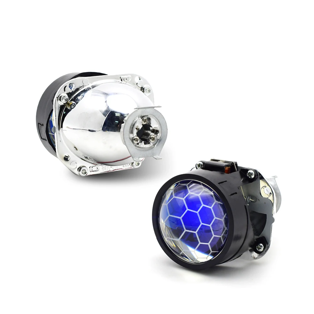 2 шт. футбольные Покрытие Синего Цвета Bi Xenon Hid объектив проектора с настройкой