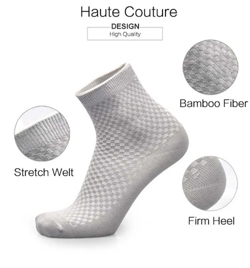 5 Pairs Classic Cotton Bamboo Fibre Men Socks Man Business Sock Odorless Casual Sport Deodorant Breatheable Man Long Socks