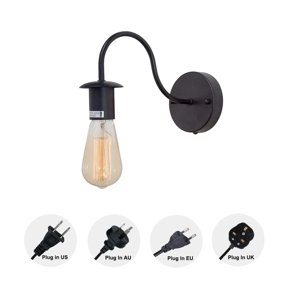 Простая Одиночная розетка промышленный стиль чердак WallLamp абажур бра плагин