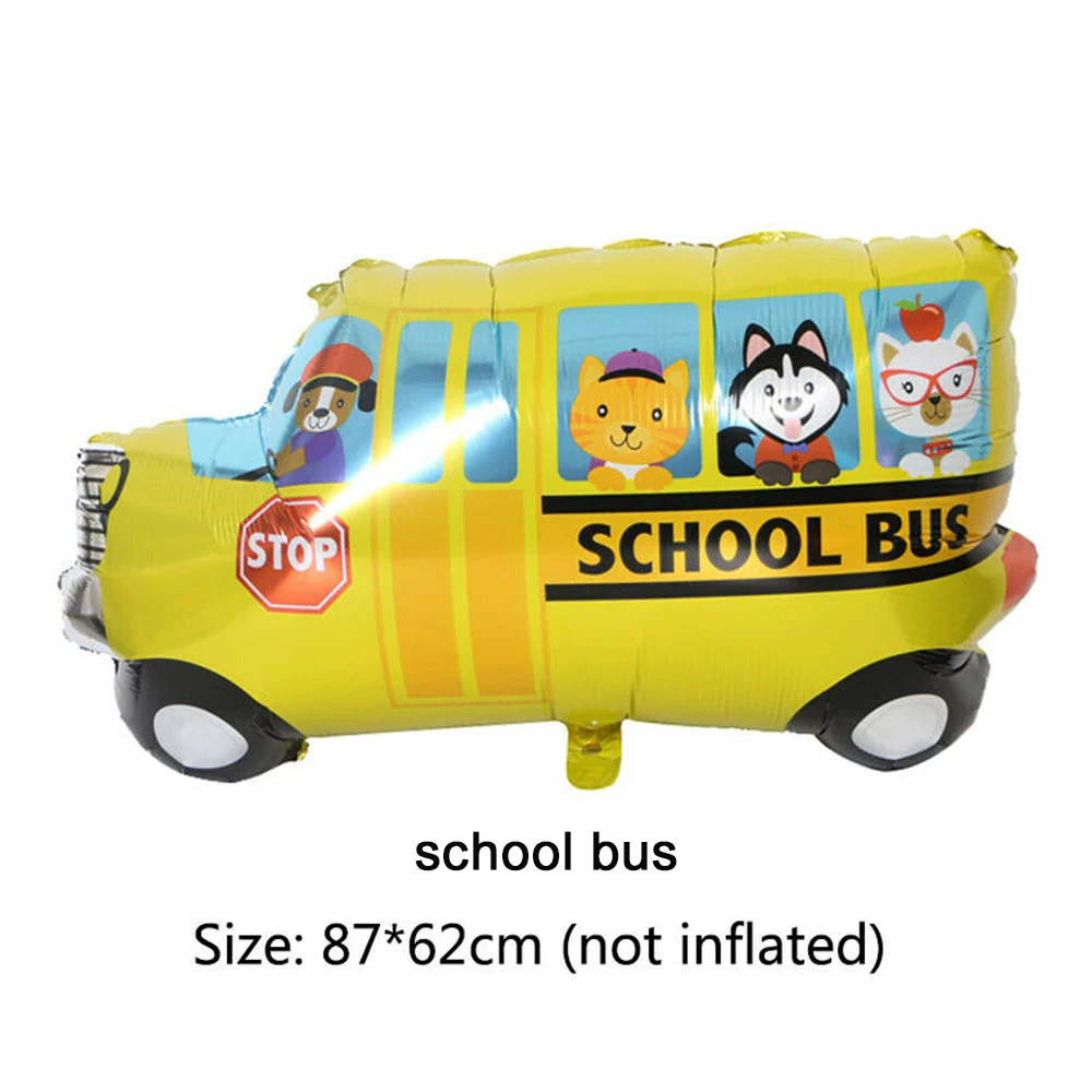 bus balloon Строительный экскаватор бумажный стаканчик, тарелка, одноразовая посуда, набор для детской вечеринки на день рождения, воздушные шары, принадлежности для мальчиков - Цвет: bus balloon