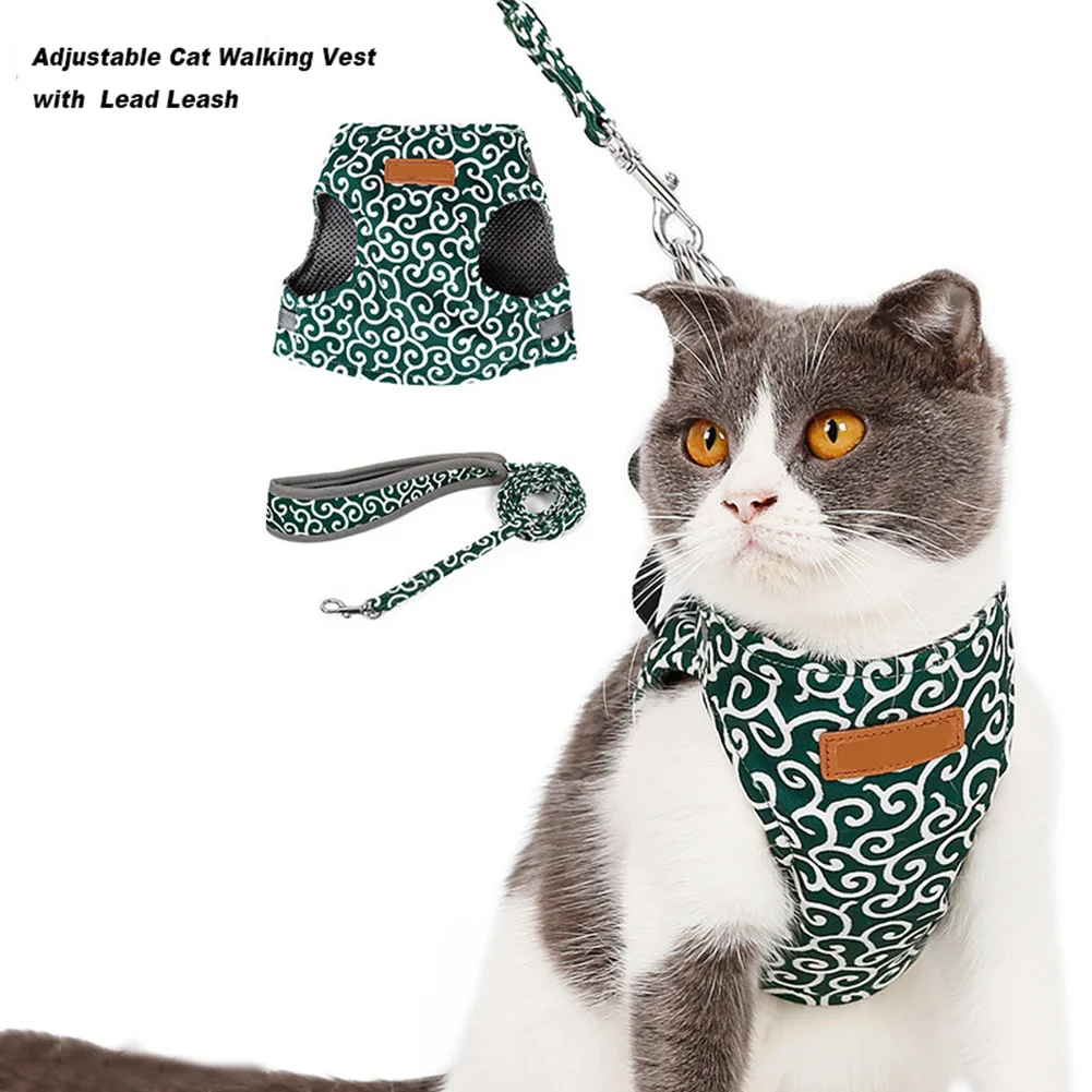 

Japanese Style Cat Vest Harness Leash Set Breathable Mesh Vest Collar For Cats Outdoor Kitten Walking Leash Drop Shipping