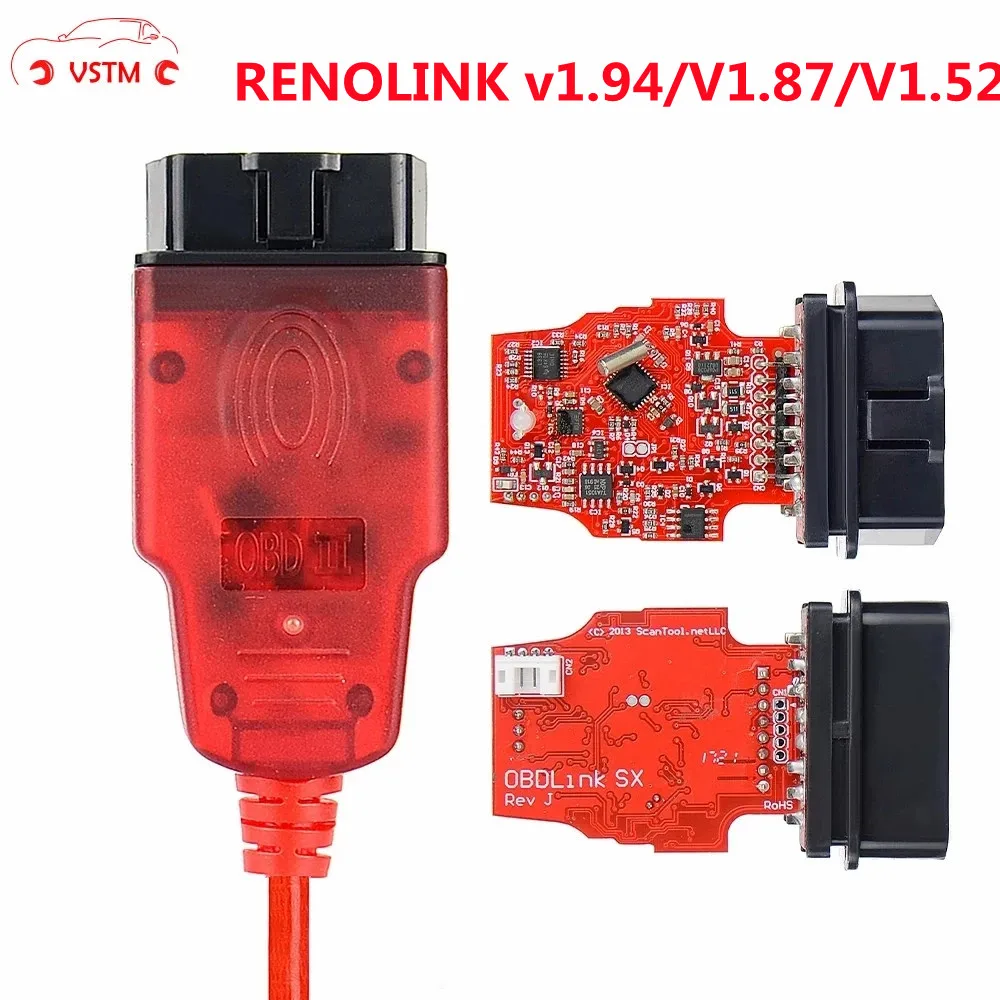 V1.94 V1.87 V1.52 Renolink Obd2 Diagnosztikai Interfész A Renault/Dacia Járművek Számára Ecu Programozó Légzsák/Key Kódolás Multi-Funkció