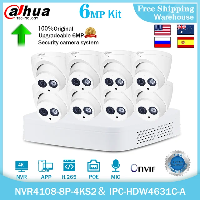 $US $639.00 Dahua 4K 8CH POE IP Camera Security Kit IPC-HDW4631C-A Buit-in MIC NVR4108-8P-4KS2   CCTV Video Recorder Surveillance System