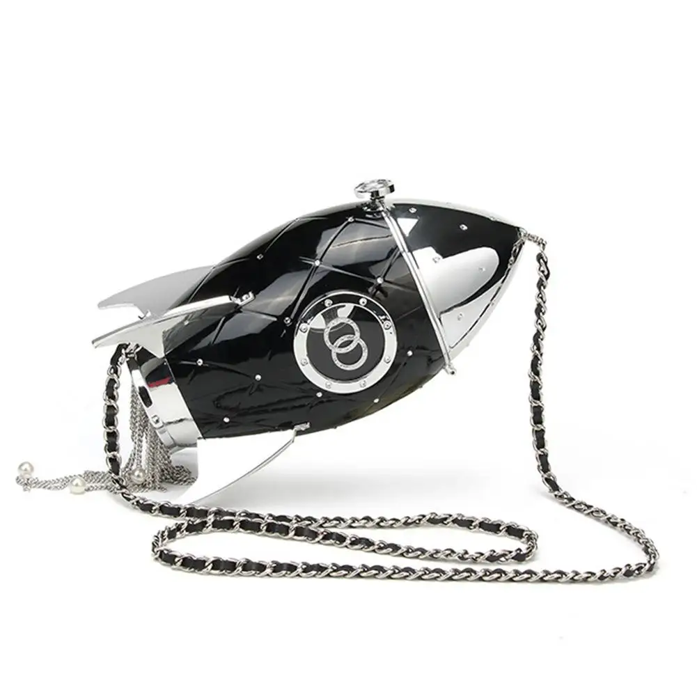 

Women Chain Shoulder Bag Personality Fashion Contrast Color Chains Rocket Style Handbag Crossbody Messenger Bags Ladies Handbag