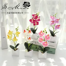 Flower Home Decoration Accessories Decor Orchid Flower Artificial Small Phalaenopsis Bonsai Creative Indoor Artificial Plant
