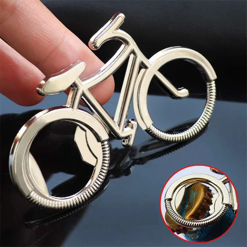 

Portable Bicycle Shape Bottle Opener Creative Keychain Zinc Alloy Silver Colorful Key Ring Beer Openers Kitchen Bar Accessories