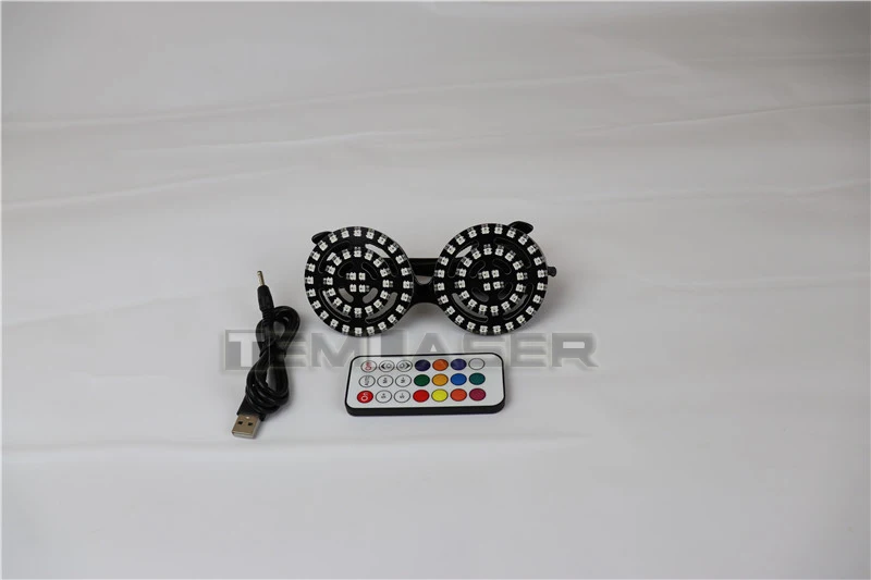 Recarga USB LED óculos, acender óculos, arco-íris