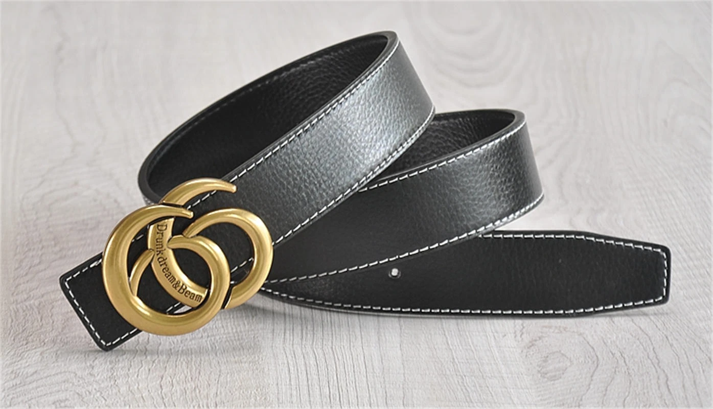 New Fashion Hot sales Lychee top layer cowhide Bronze buckle Style Real man business belt women leisure belt Free shipping