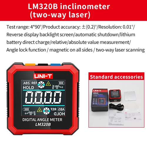 soft tape measure UNI-T LM320A LM320B Electronic Angle Meter Digital Protractor Magnetic Inclinometer Angle Tester Bevel Box Measuring Tools woodpecker edge ruler Measurement & Analysis Tools