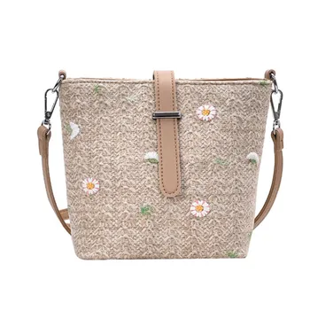 

Handmade Straw Bag Lace ins small daisy Beach Woven Bag Dual-use Retro Wild Casual Ladies Handbag Wholesale designer bags