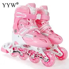 Kid Roller Skates Single Flash Wheel Wheels Shoes Children Adjustable Inline Skates Beginner Pulley Roller Skates For Girl Boy