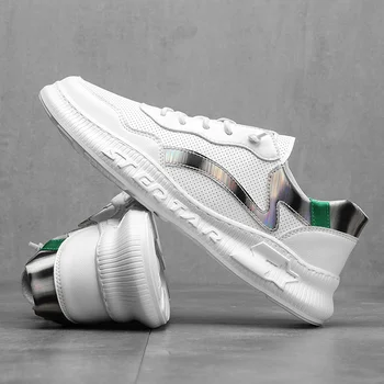 

Men's sports and leisure microfiber breathable white shoes men's casual shoes non-slip walking shoes flat shoes Tenis Masculino