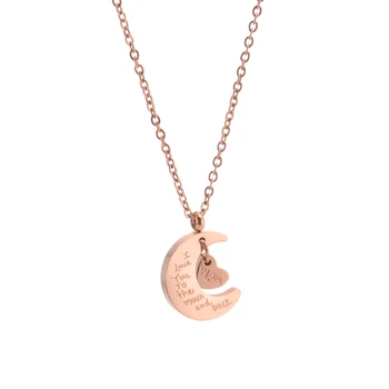 

Fashion Moon Heart Shaped Stainless Steel Pendant Necklace Women Cute Charm Clavicle Chain Christmas Gift Jewelry Accessories