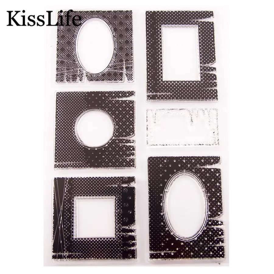 

1 Sheet Rectangle Circle Frame Layering Clear Rubber Stamps for Card Making Scrapbooking Christmas Craft Stamps