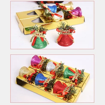 

6pcs Color Powder Plastic Bells Christmas Tree Accessories Christmas Bells TB Sale