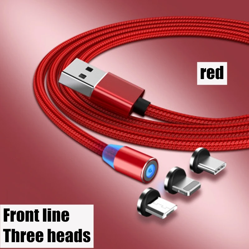 Магнитный USB кабель для зарядки и передачи данных для type-C IOS iPhone Android Micro USB кабель для быстрой зарядки и синхронизации данных для смартфонов - Цвет: 3 in 1 red