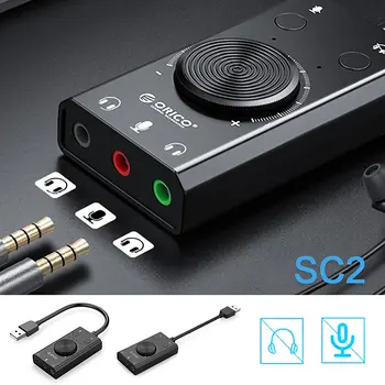 

Portable USB External Sound Card Microphone Earphone Two in One With 3 Port Output Volume Adjustable For Windows Mac