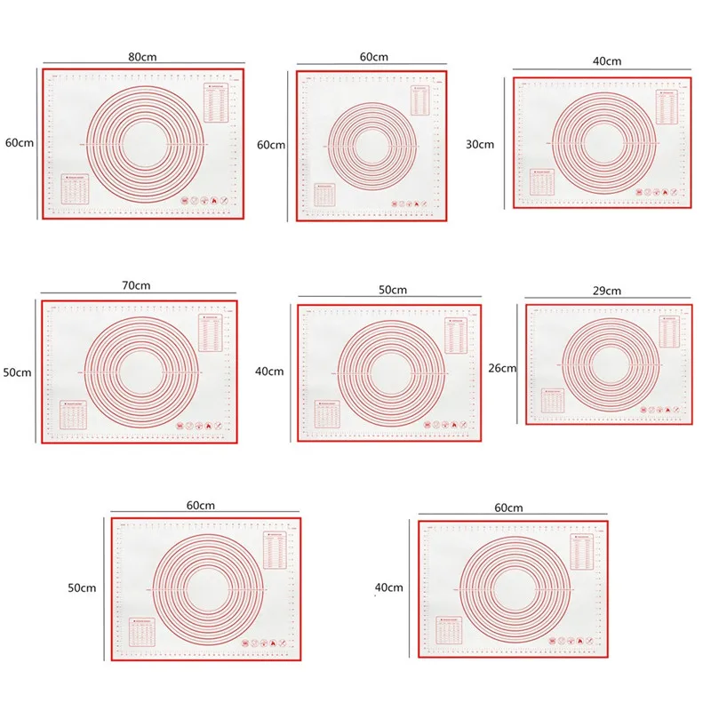 Multi-size Silicone Baking Mat Pizza Dough Maker Pastry Kitchen Gadgets Cooking Tools Utensils Bakeware Kneading Accessories New