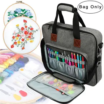 

Embroidery Bag Durable Portable Embroidery Project Kits Storage Pouch Container Large Capacity Printing Sewing Machine Bags