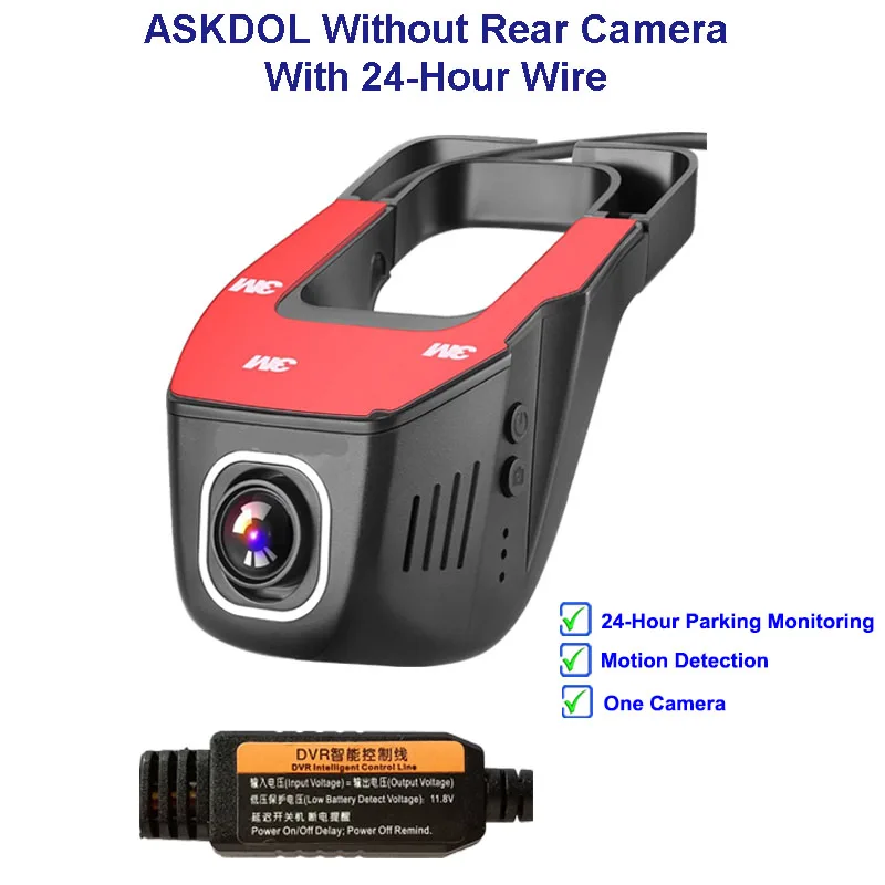 Jabriel 1080P dash cam 24 часа Автомобильный видеорегистратор двойной объектив камера заднего вида для skoda octavia a7 a5 Rapid Fabia kodiaq - Название цвета: ASKD One Cam Line