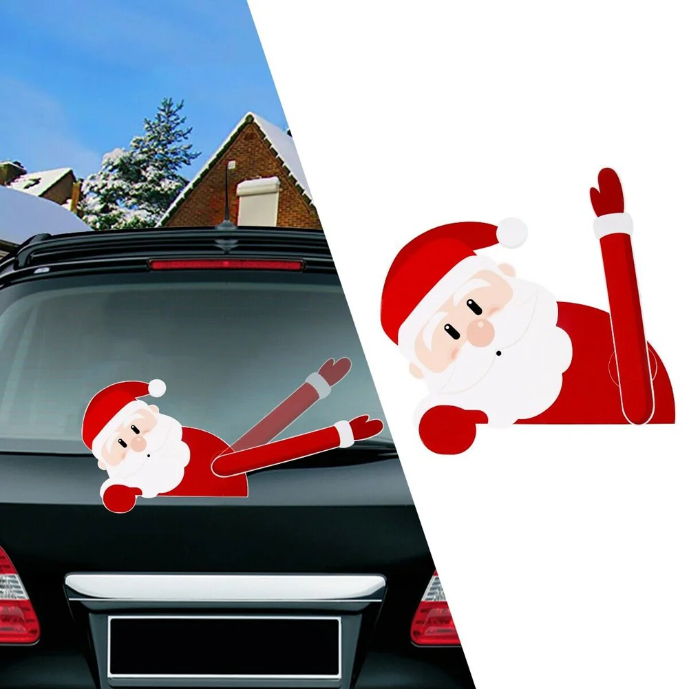 1 шт., ПВХ, Рождественская Автомобильная наклейка для стеклоочистителя, Санта-Клаус, снеговик, лось, сделай сам, автомобильная наклейка, милые наклейки на окна, автомобильная наклейка для стеклоочистителя