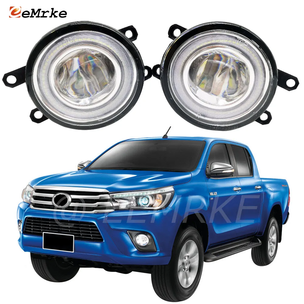

Пара светодиодный противотуманных фар Angel Eye DRL, дневные ходовые огни для Toyota Hilux Vigo AN120 AN130 2015 2016 2017