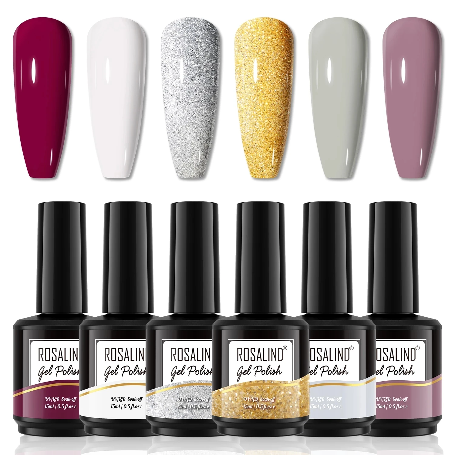 

ROSALIND цветной клей рандомный 15 мл 6 шт./компл. лак полуперманентные принадлежности для ногтей для профессионалов базовое верхнее покрытие