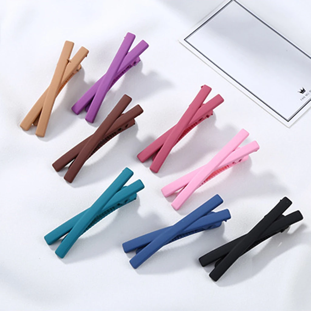 Girls Woman Barrettes Hair Clips Cross Side Candy Color Frosted Clip Liu Hai Clip Frosted Hairpin Children Accessorie 830