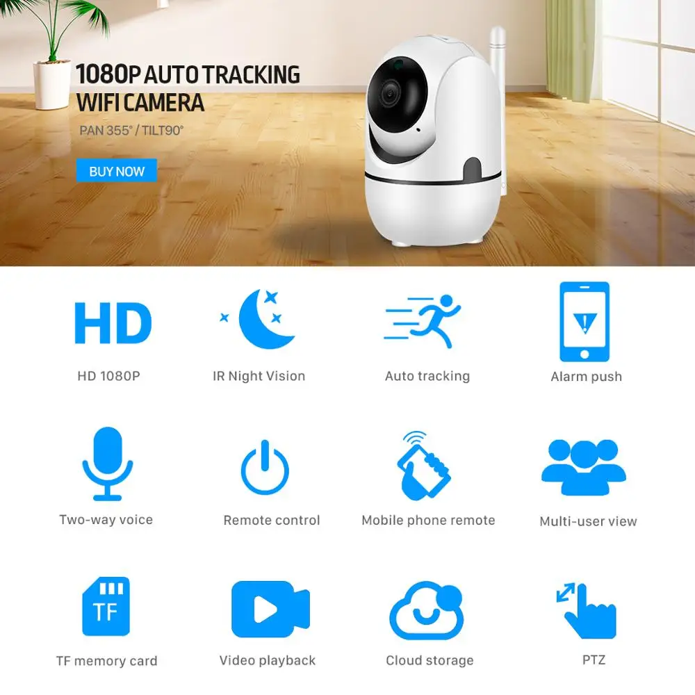 BESDER 1080P Wireless IP Camera Intelligent Human Auto Tracking Home Security Surveillance CCTV Network Mini WiFi Camera Audio