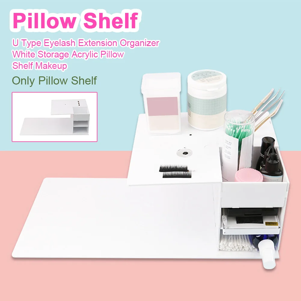 

Support Professional Organizer Grafting Three Layer U Type Storage Detachable White Pillow Shelf Salon Eyelash Extension Acrylic