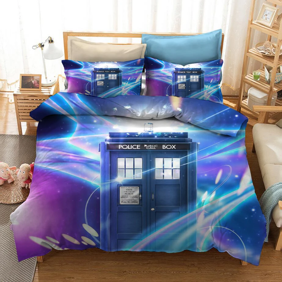 3D Printed Doctor Who TARDIS Bedding Set Down Quilt Cover with