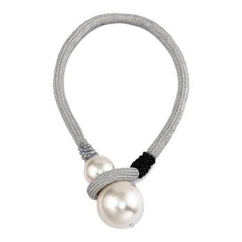 

European and American fashion exaggeration Pearl Pendant Necklace with Diamond Long temperament Charm Necklace Accessory female