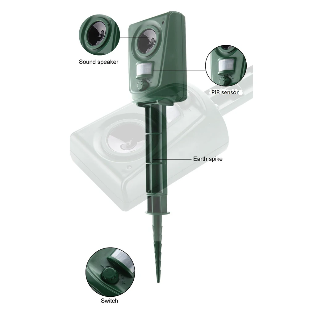 Sale Outdoor Garden Solar Animal Traps Ultrasonic Animal Bird Dog Repeller PIR Sensor Dispeller Acoustically Driven Ultrasound