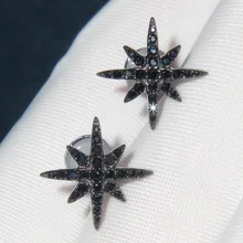 SLJELY, роскошный бренд, настоящее 925 пробы, серебряные, черные, изящные серьги-гвоздики "Звёзды", микро циркониевый камень для женщин, модное ювелирное изделие
