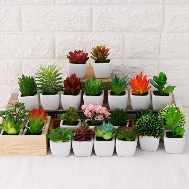 Mini Planta Artificial en maceta, bonsái, hierba pequeña, maceta, verde,  bolsa de arpillera, planta, Decoración de mesa de boda - AliExpress