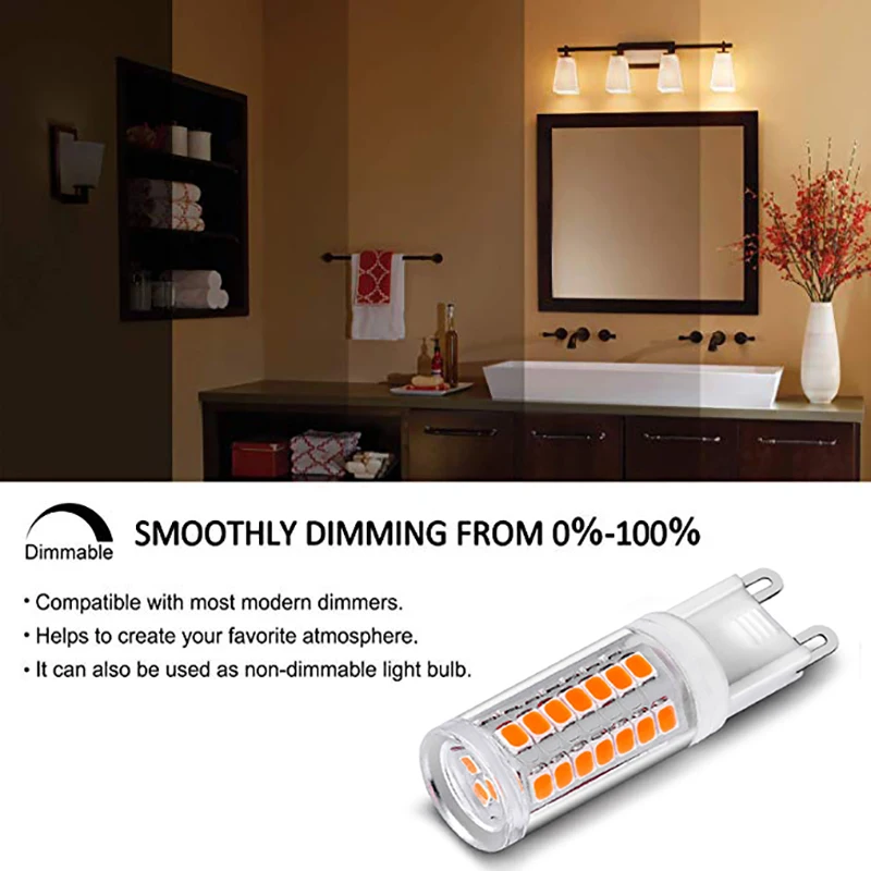 Dimmable светодиодный G9 Лампа без мерцания AC110V 220V 45 S 2835SMD 3W светильник керамический