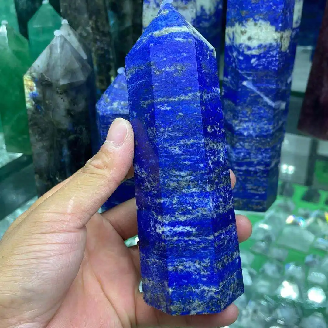200-1200g Natural lapis lazuli crystal obelisk quartz crystal rod tip healing
