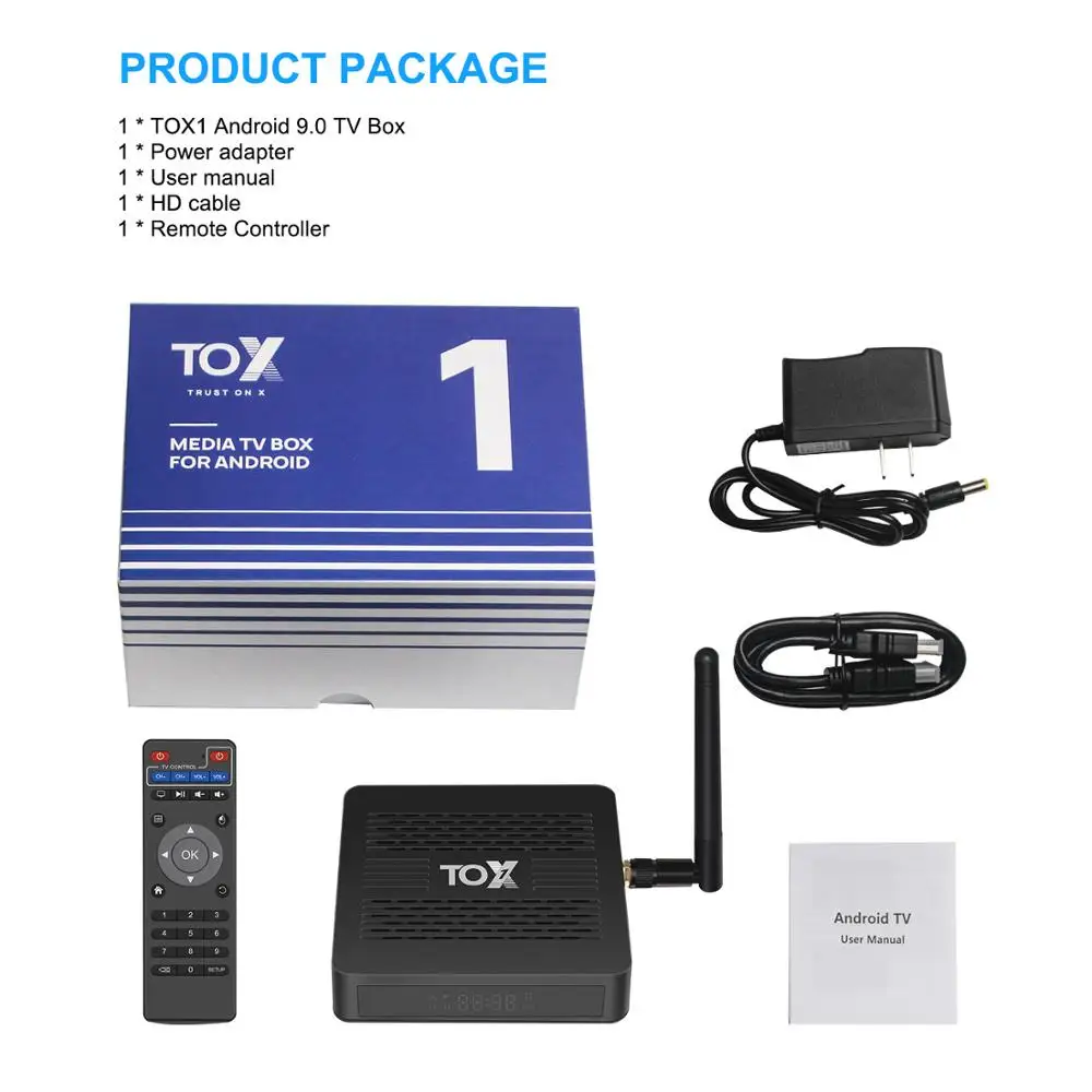 2020 TOX1 Neo ТВ Box Amlogic S905X3 Android 9 0 коробка 4 Гб оперативной памяти 32 встроенной чистая 2 г