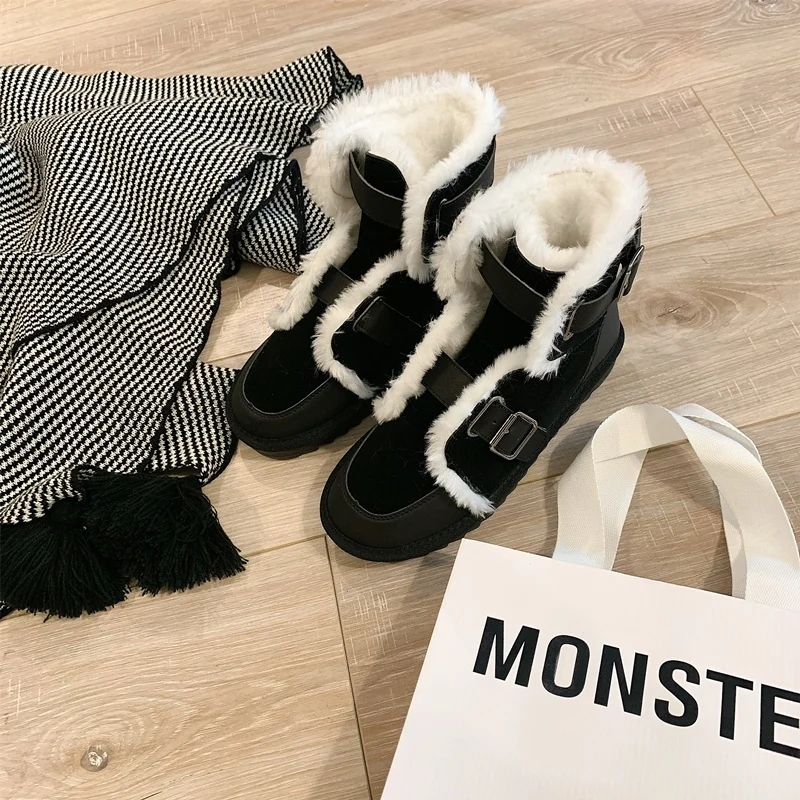 Popular Women Snow Boots Platform Winter Boots Thick Plush Casual Ankle Boots Women Winter Shoes Ladies Fashion Buckle