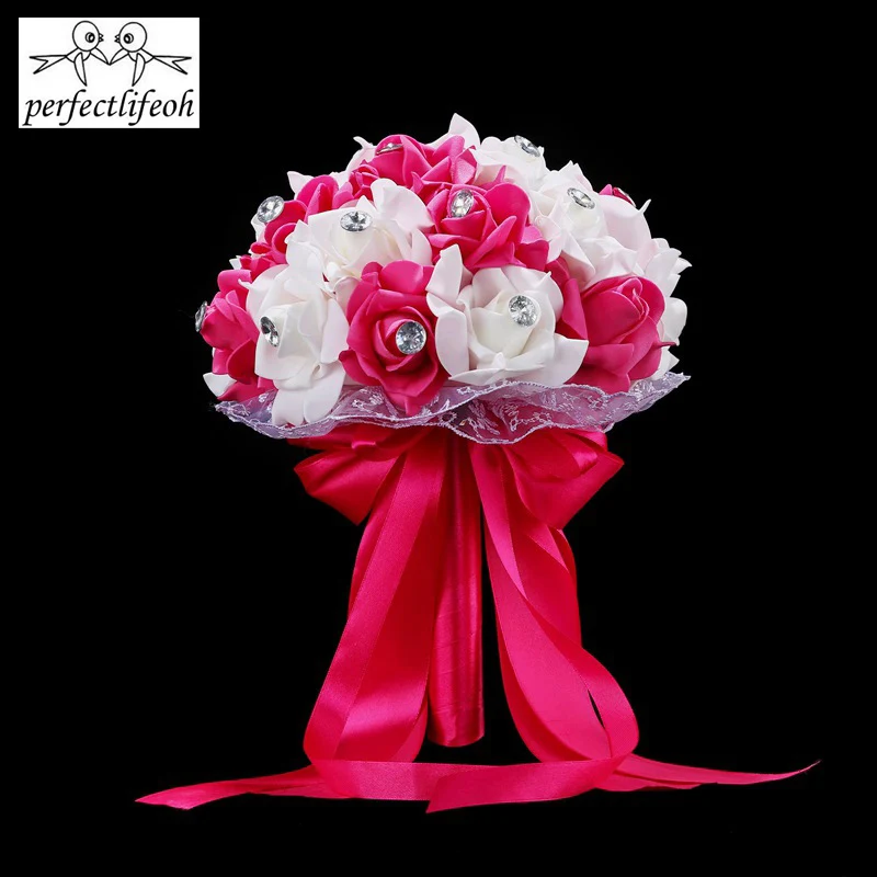 Wedding Bouquet Handmade Artificial Flower Rose Blue and White for Wedding wedding bouquets artificial rose flowers