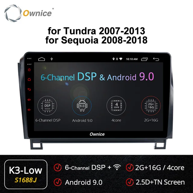 K3-Low Ownice Android 9,0 8 ядерный Автомобильный плеер gps navi Радио 4G DSP 360 Panorama Оптический для Toyota Tundra 2007-2013 Sequoia 2008 - Цвет: K3-Low