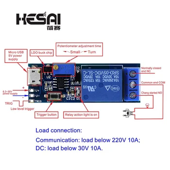 

Smart Electronics 5V-30V Delay Relay Timer Module Trigger Delay Switch Micro USB Power Adjustable Relay Module