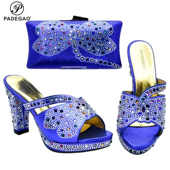 

Heels Nigerian shoes and bag set Italian shoe with matching bag best selling ladies matching shoe and bag in Blue
