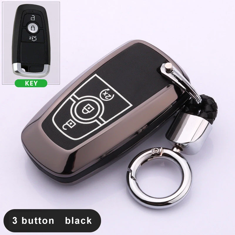 3 Button Black Zinc alloy+Luminous Car Remote Key Case Cover For Ford Mustang Mondeo Fusion MKC MKX MKZ Lincoln Edga Expedition - Название цвета: 3 Button Black