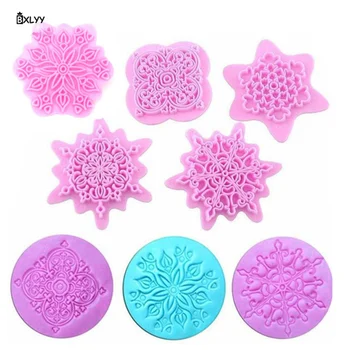 

5pc Lace Pattern Biscuit Embossing Mold Cake DecorTool Baking Accessories Fondant Cookie Cutter Kitchen Accessories Gadget.85z